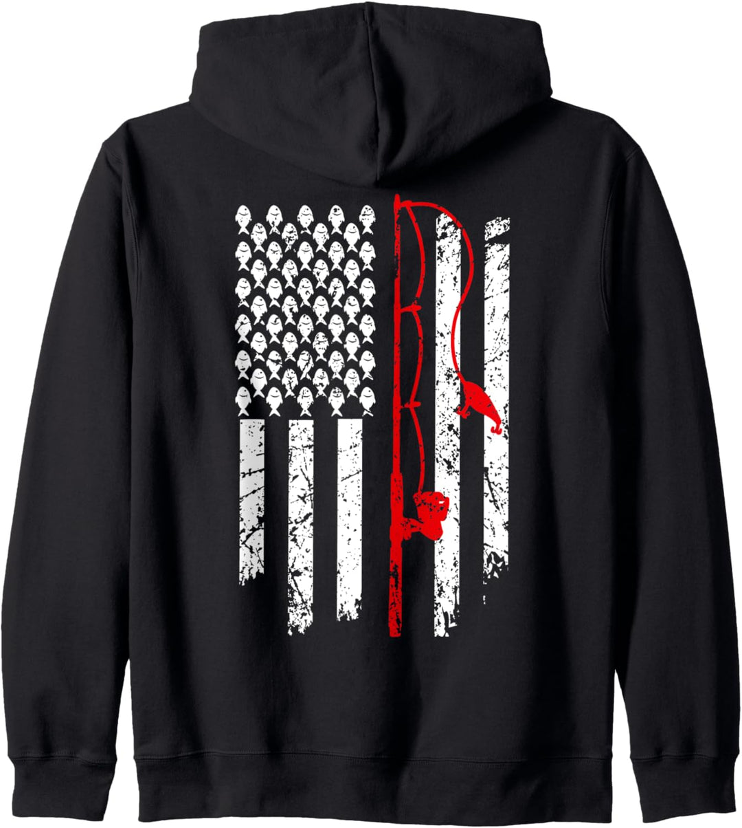 US American Flag Bass Fishing Pole Patriotic Gift USA Flag Kapuzenjacke