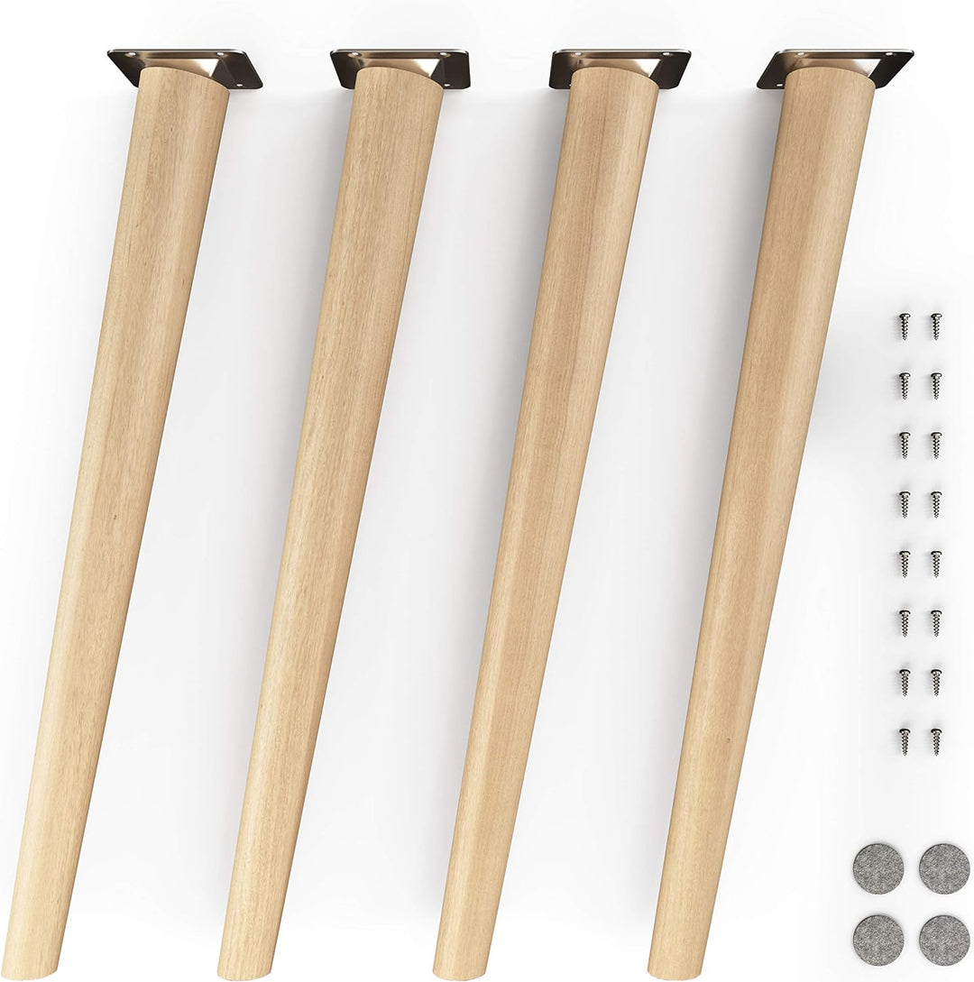 sossai® Holz-Möbelfüsse - Clif Round | Öl-Finish | Höhe: 45 cm | HMF2 | rund, konisch (schräge Ausfü
