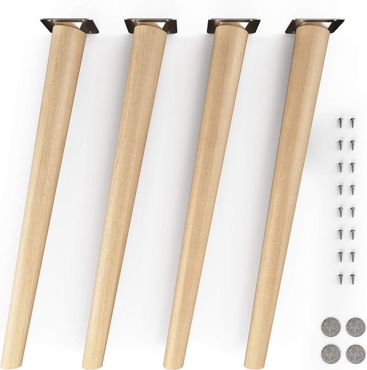 sossai® Holz-Möbelfüsse - Clif Round | Öl-Finish | Höhe: 45 cm | HMF2 | rund, konisch (schräge Ausfü