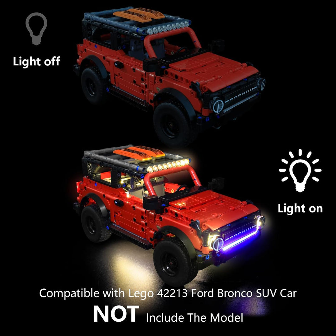 LED-Beleuchtung kompatibel mit Lego Technic Ford Bronco SUV Auto, Light Up Kit für Lego Ford Bronco
