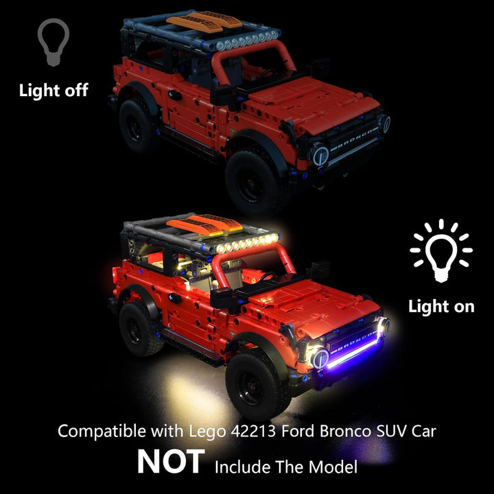 LED-Beleuchtung kompatibel mit Lego Technic Ford Bronco SUV Auto, Light Up Kit für Lego Ford Bronco