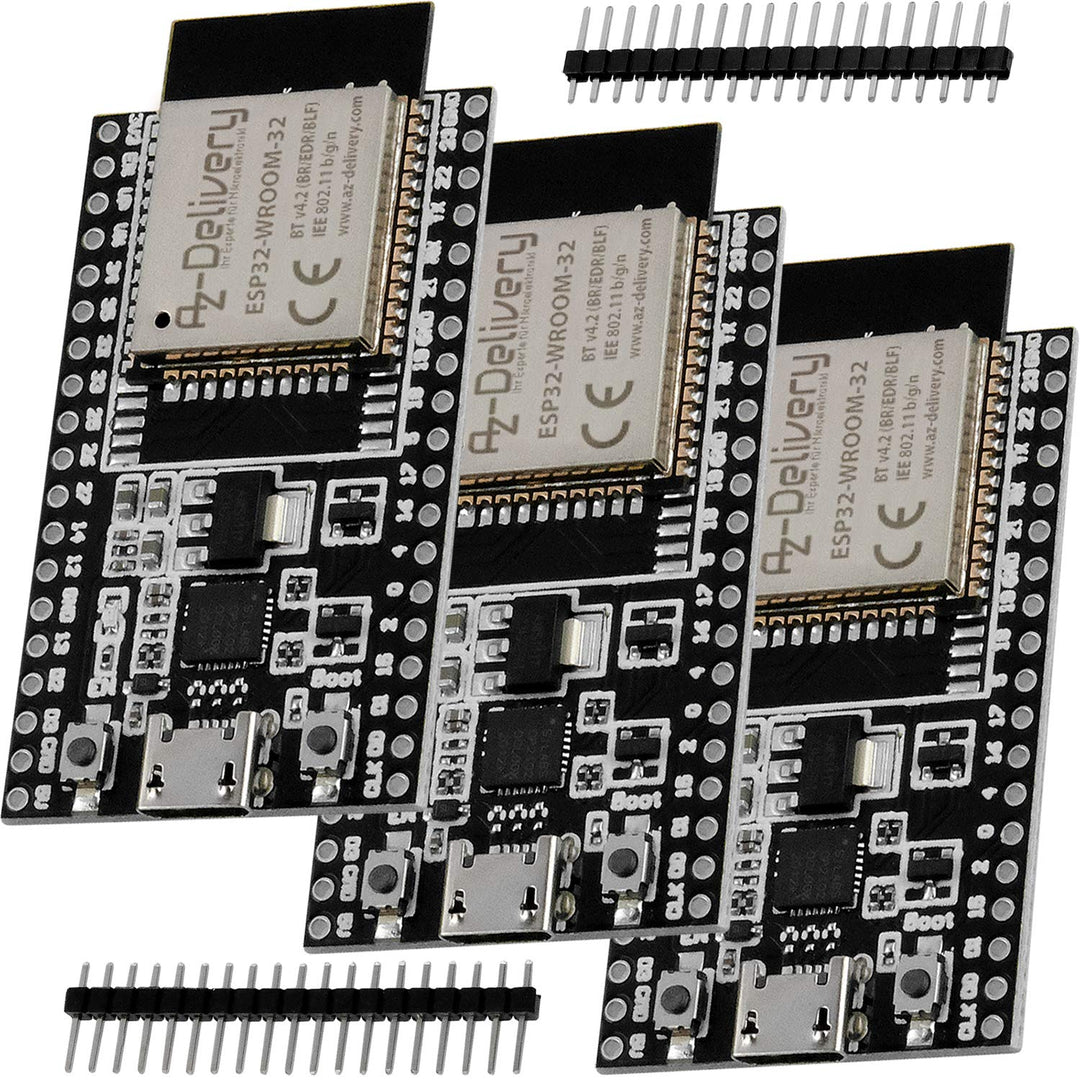 AZDelivery 3 x ESP32 Board Dev Kit C V4 NodeMCU WLAN WiFi Development Board unverlötet kompatibel mi
