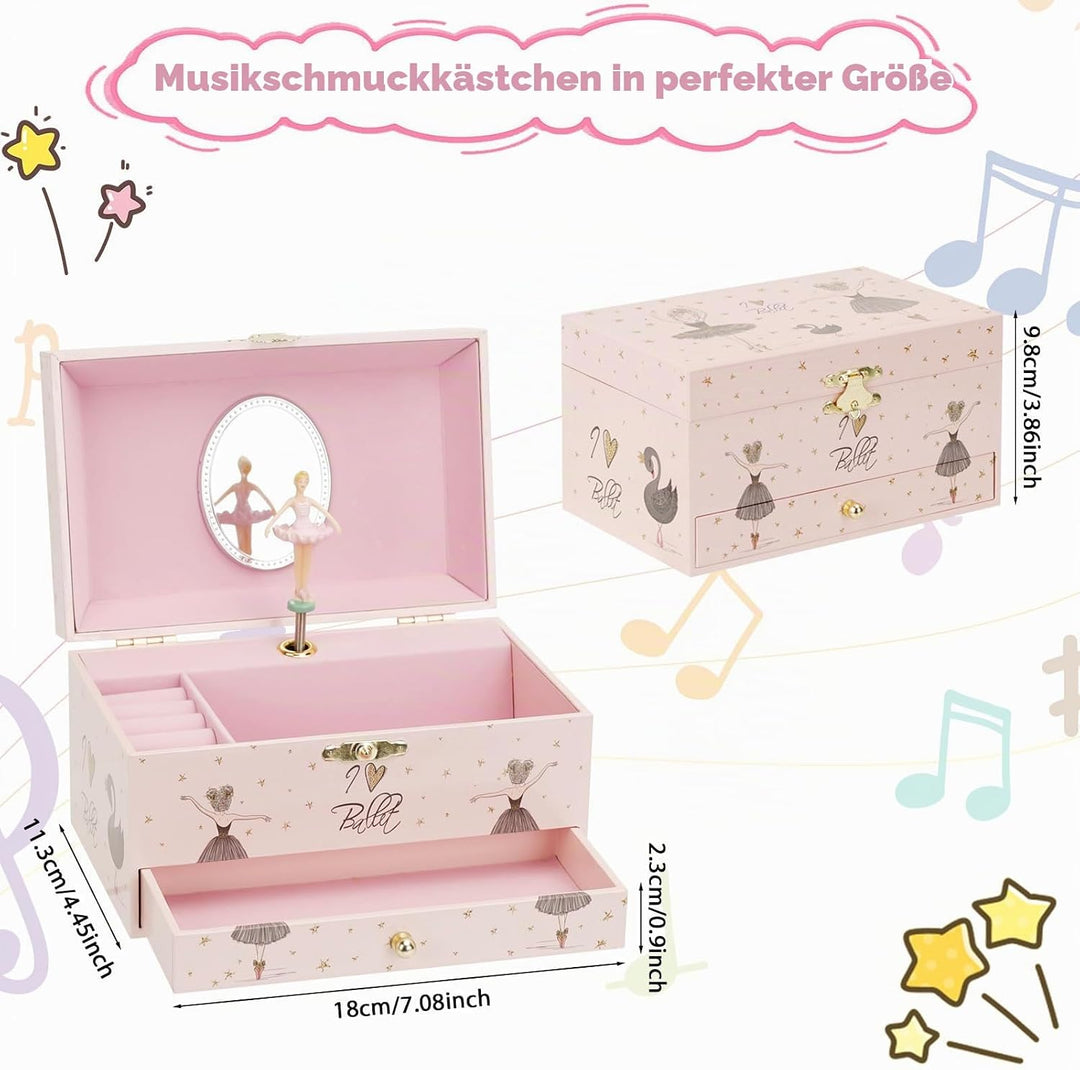 Schmuckkästchen Mädchen, Spieldose mit Ballerinamädchen, Schmuckaufbewahrung Kostenlos für Halskette