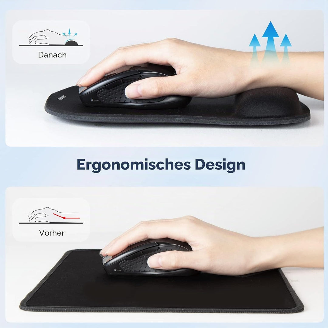 TeckNet Handgelenkauflage Tastatur mit Mauspad, rutschfeste Gummiunterlage, Gelpolsterung, besondere