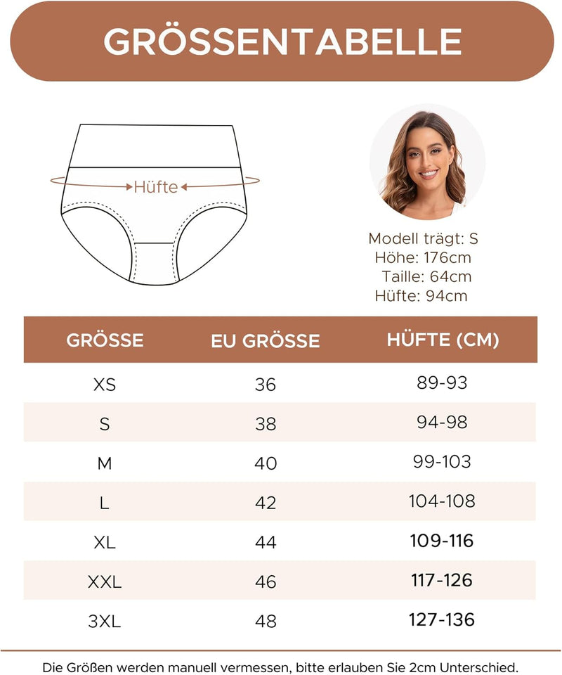 INNERSY Unterhosen Damen Baumwolle Stretch Slips Hohe Taille Weiche Unterwäsche Frauen 5er Pack M Fr