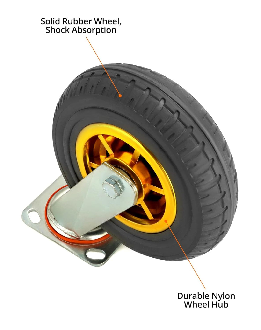 QWORK® 4 Stück 200mm schwerlastrollen - bis 280 kg pro rolle - stossdämpfung lenkrollen für möbeltra