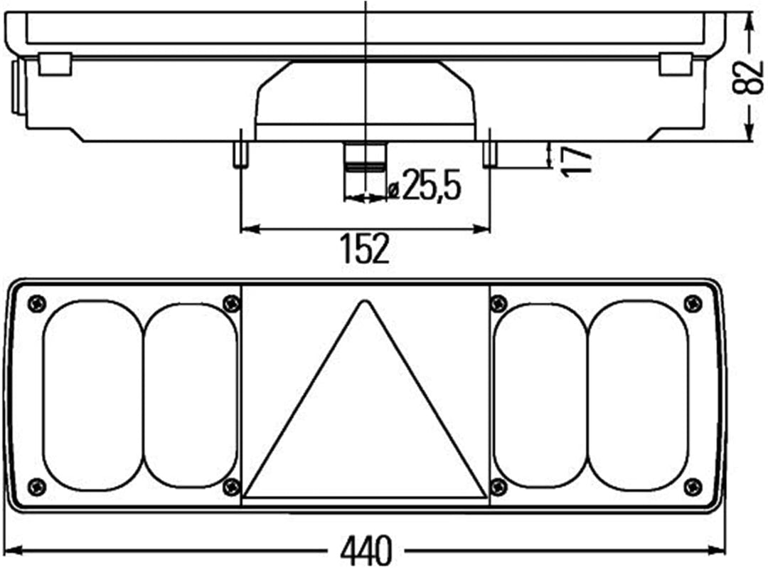 HELLA - Heckleuchte - EasyConn I - Glühlampe - 24V - Anbau/geschraubt - Lichtscheibenfarbe: mehrfarb