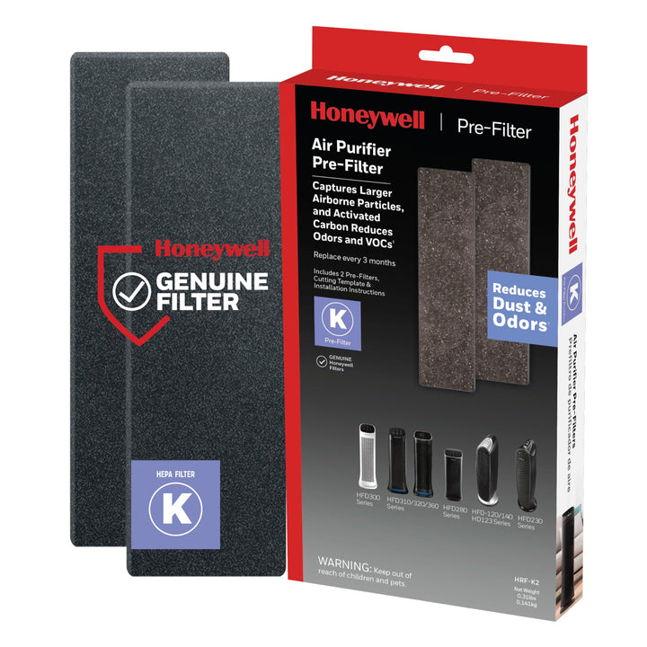 Honeywell Haushalts-Vorfilter für Gerüche und Gas, 2 Stück, Schwarz HVAC Luftfilter, HVAC Luftfilter