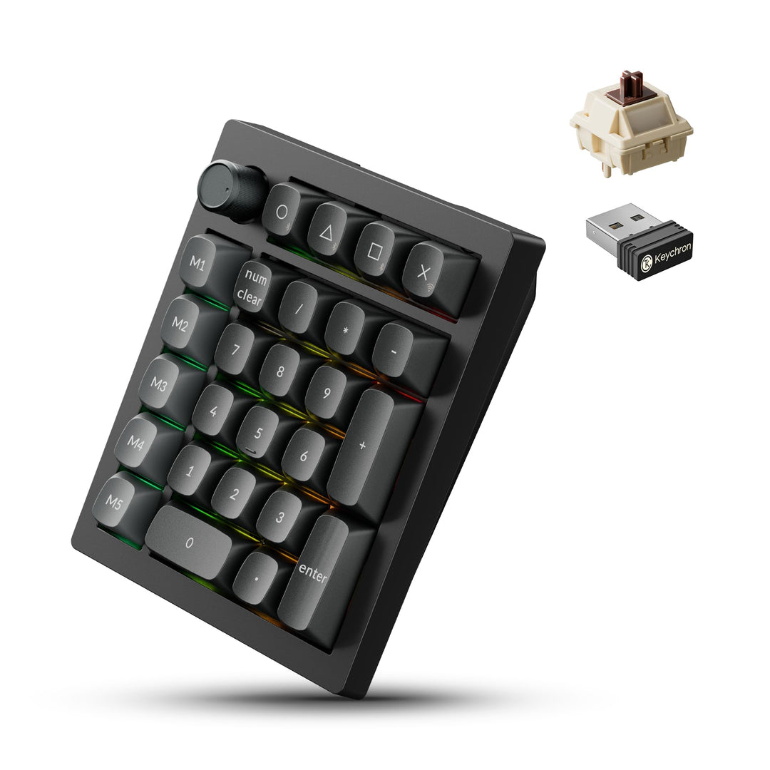 Keychron V0 Ultra Kabelloser ZMK Custom Numpad, 8000Hz Polling-Rate, 2,4 GHz & Bluetooth 5.3, 360 St