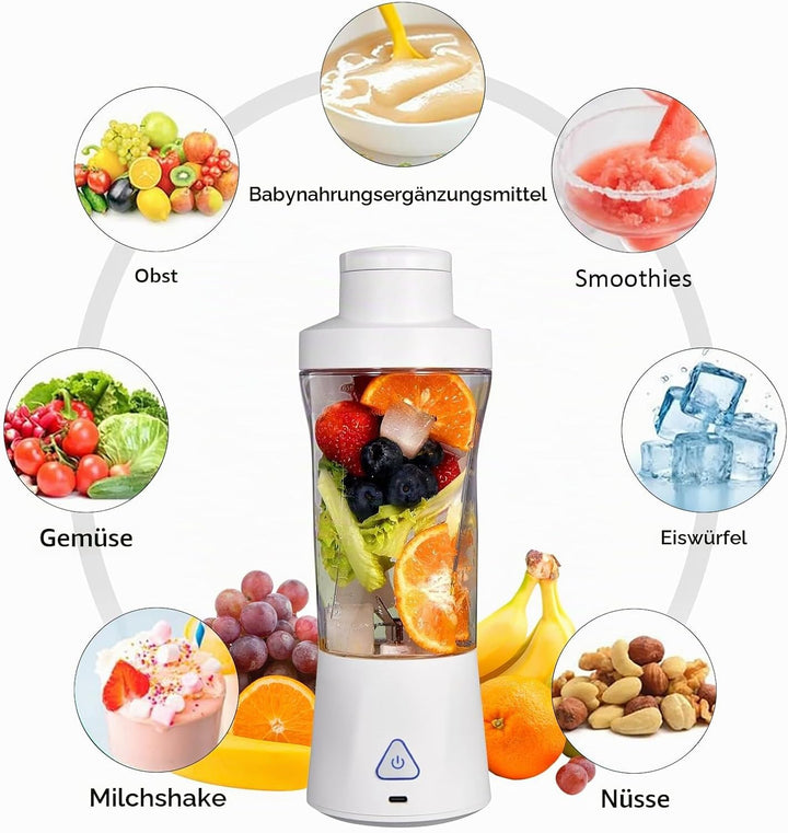 Smoothie Maker to Go, 700ml Tragbarer Mixer, Portable Blender mit 6-Klingen Edelstahl, Mini Mixer fü