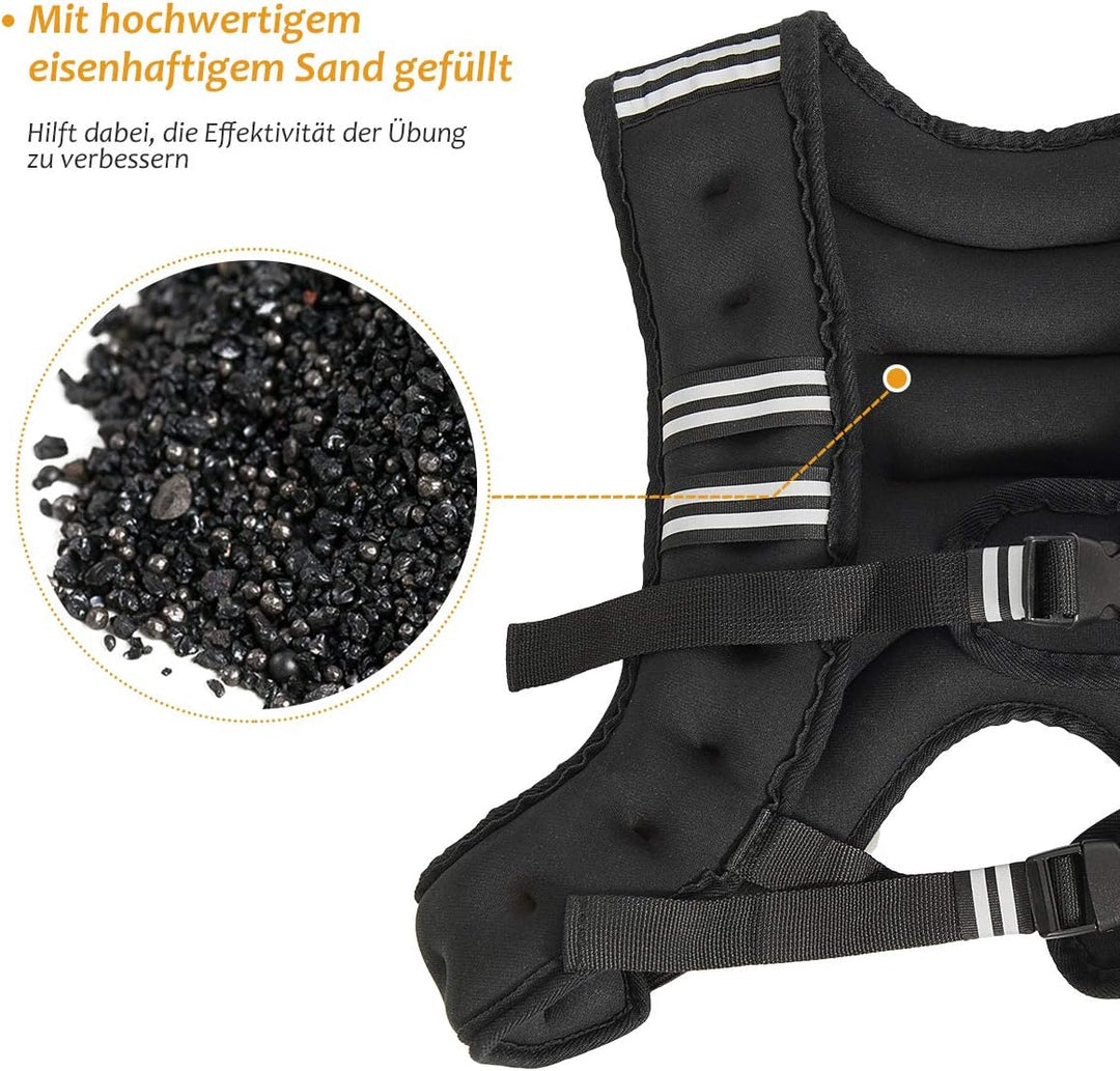 COSTWAY Gewichtsweste, Trainingsweste mit Reflexstreifen und Verstell-Riemen, Fitnessweste für Kraft