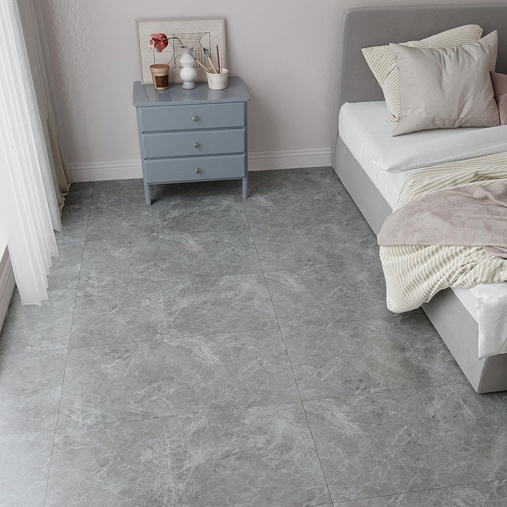 VEELIKE PVC Boden Marmor Grau Vintage Vinylboden Selbstklebend PVC Bodenbelag Marmoroptik Klebeflies