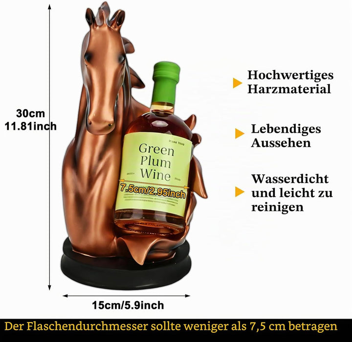 Pferde-Weinregale Freistehender Weinflaschenhalter Tierornamente, Hochwertige braune Pferdestatue au