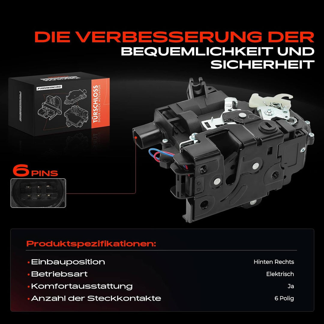 Frankberg 1x Türschloss Stellmotor Hinten Rechts Kompatibel mit Leon 1M1 1999-2006 Toledo II 1M2 199