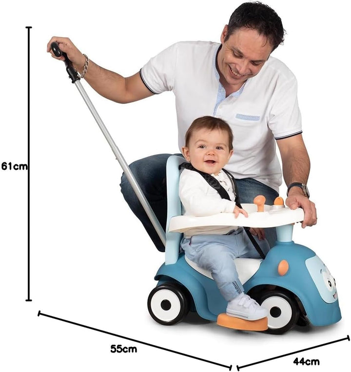 Smoby - Maestro Balade Blau - Komfortables Rutscherfahrzeug mit 3 Verwendungsfunktionen, Schiebewage