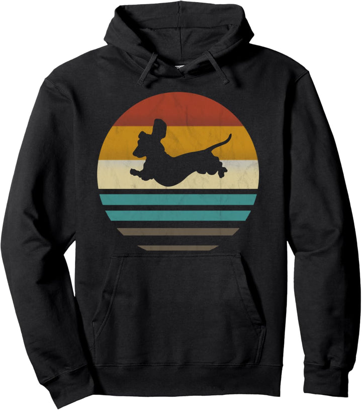 Dackel Dackelhund Silhouette Retro Geschenk Pullover Hoodie