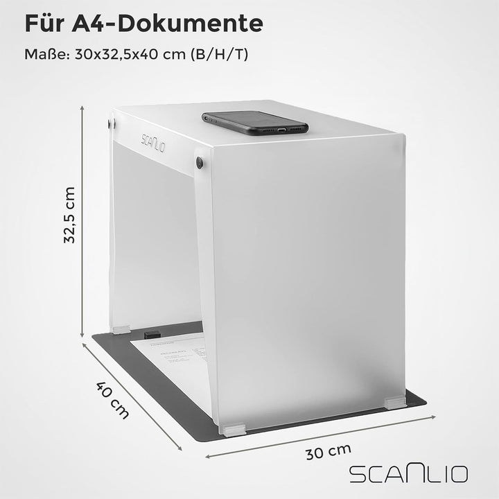 SCANLIO Pro | Faltbare Scanbox | Dokumente einfach und schnell mit dem Handy scannen | Handy Scanner