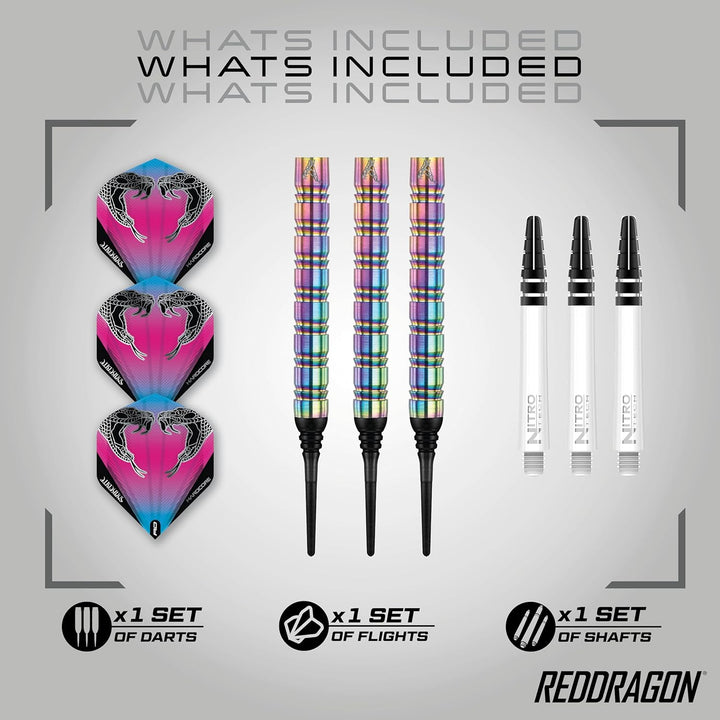 RED DRAGON Peter Wright Snakebite 1 Profi Dartpfeile Tungsten Darts Set mit Flights und Schäfte 18.0