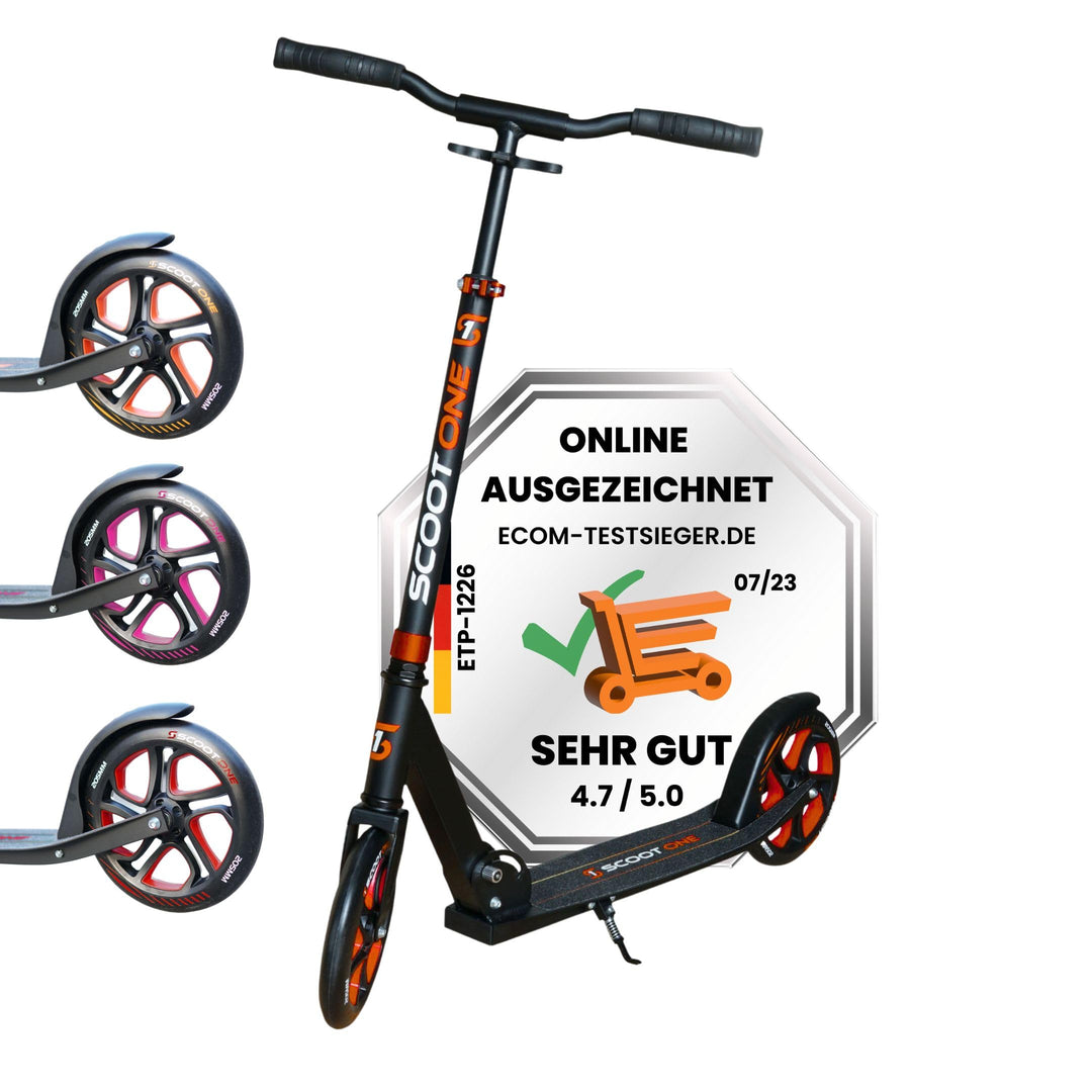 Scoot One Aluminium Scooter S 1 / S 2 – höhenverstellbarer Aluminiumroller Scooter Roller ABEC 7 Ora