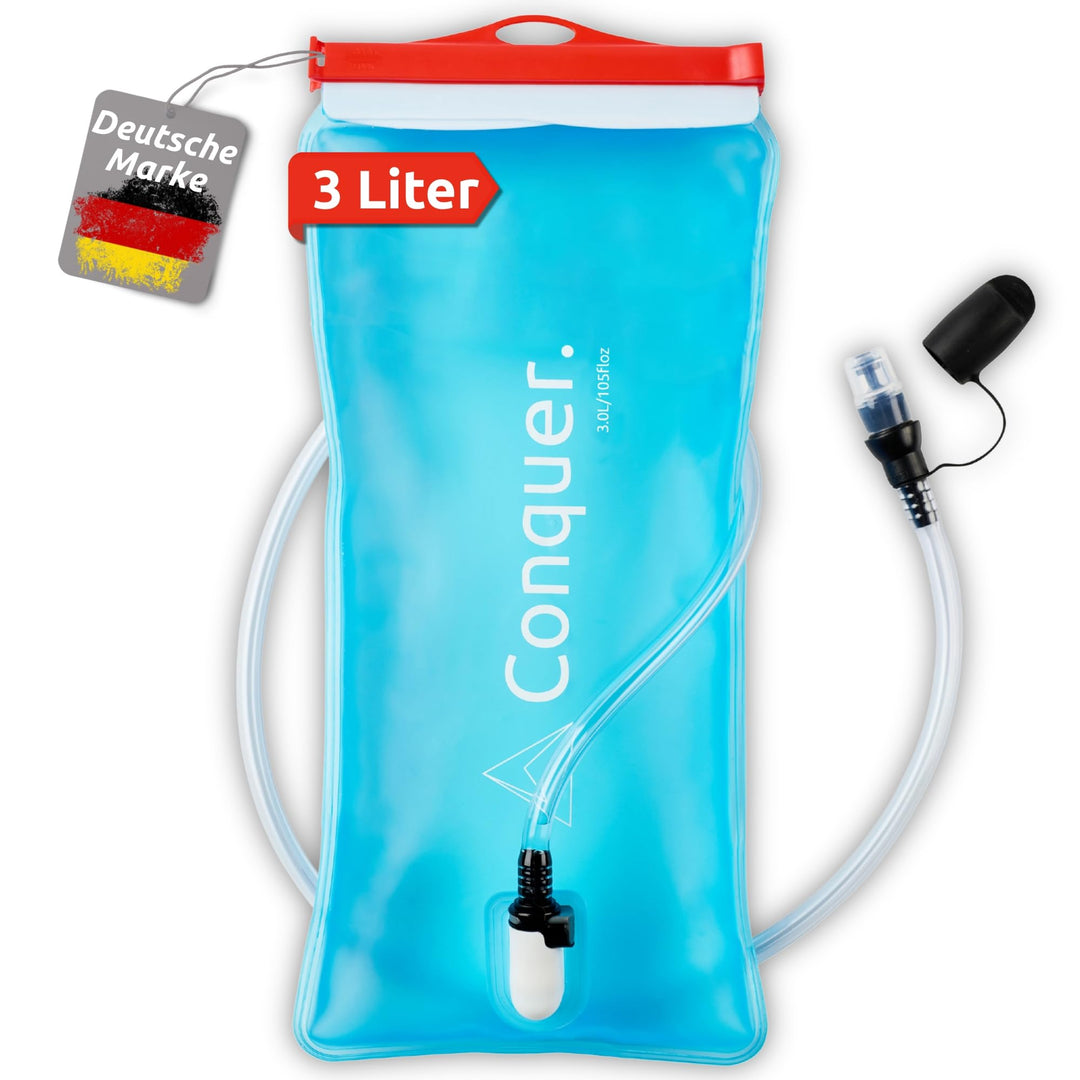 Conquer. Trinkblase mit abnehmbarem Trinkschlauch & Biss-Ventil | BPA-freie Wasserblase als Trinksys