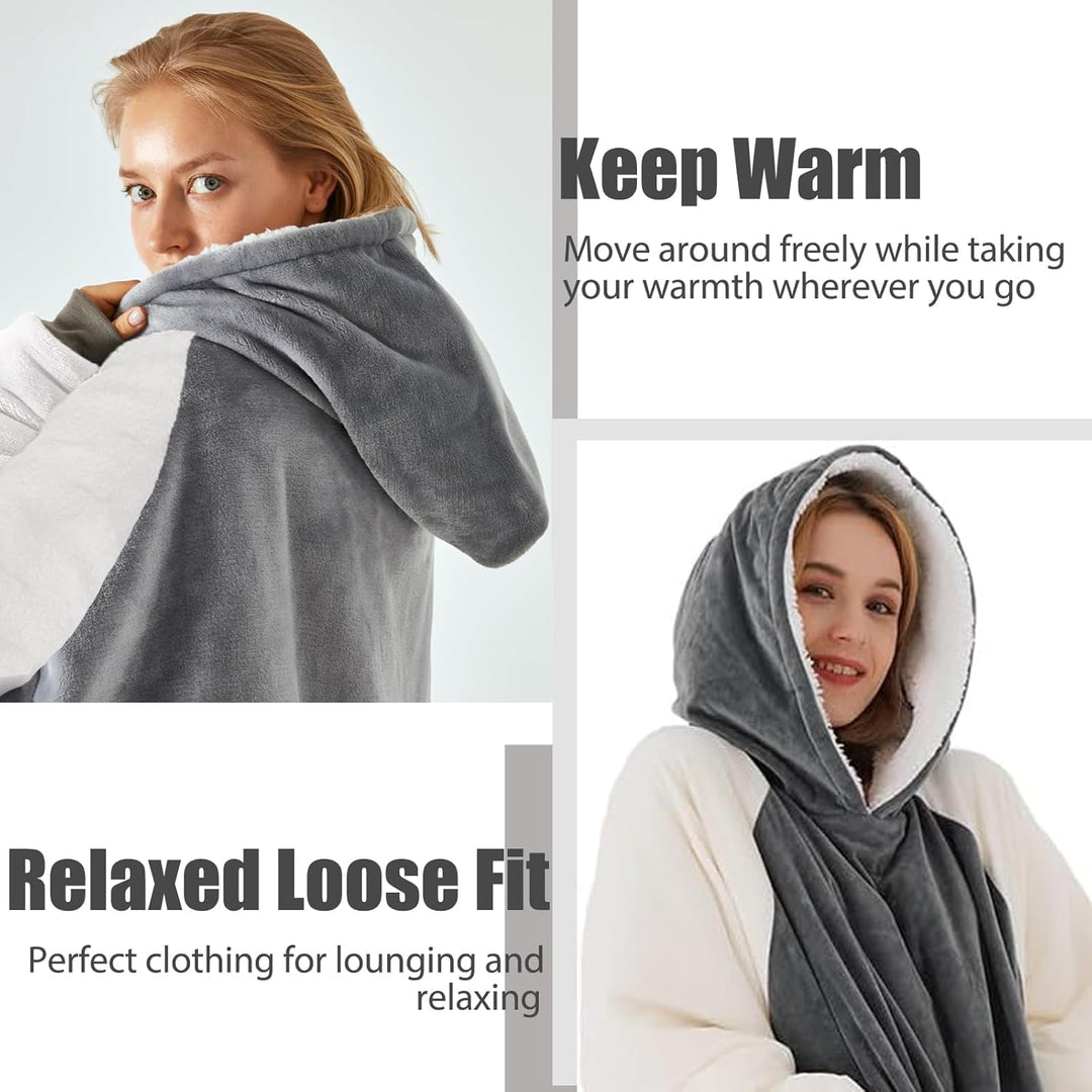 TOWINGO Übergrosses Hoodie Decken Damen, Warme Hoodie Sweatshirt, Einheitsgrösse Dick Kapuzenpullove