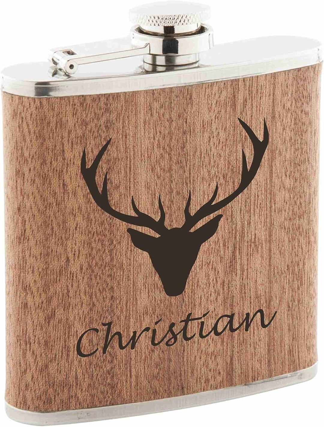 Flachmann mit Gravur Holz personalisiert *verschiedene Logos* personalisierter und gravierter Flachm