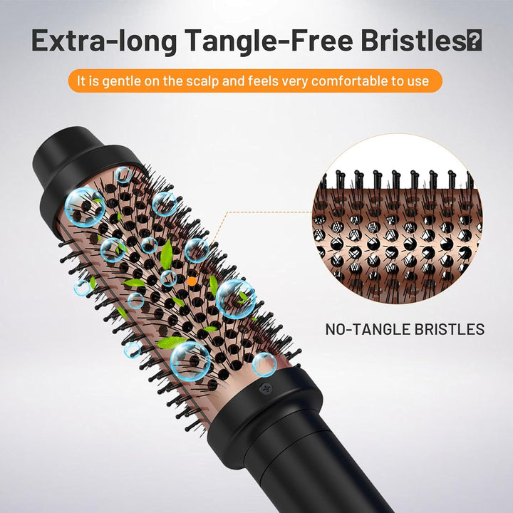 Thermobürste 3 in 1, 38mm Thermal Brush LCD 120-200℃ Dual PTC Heated Round Brush, Lockenbürste, Glät