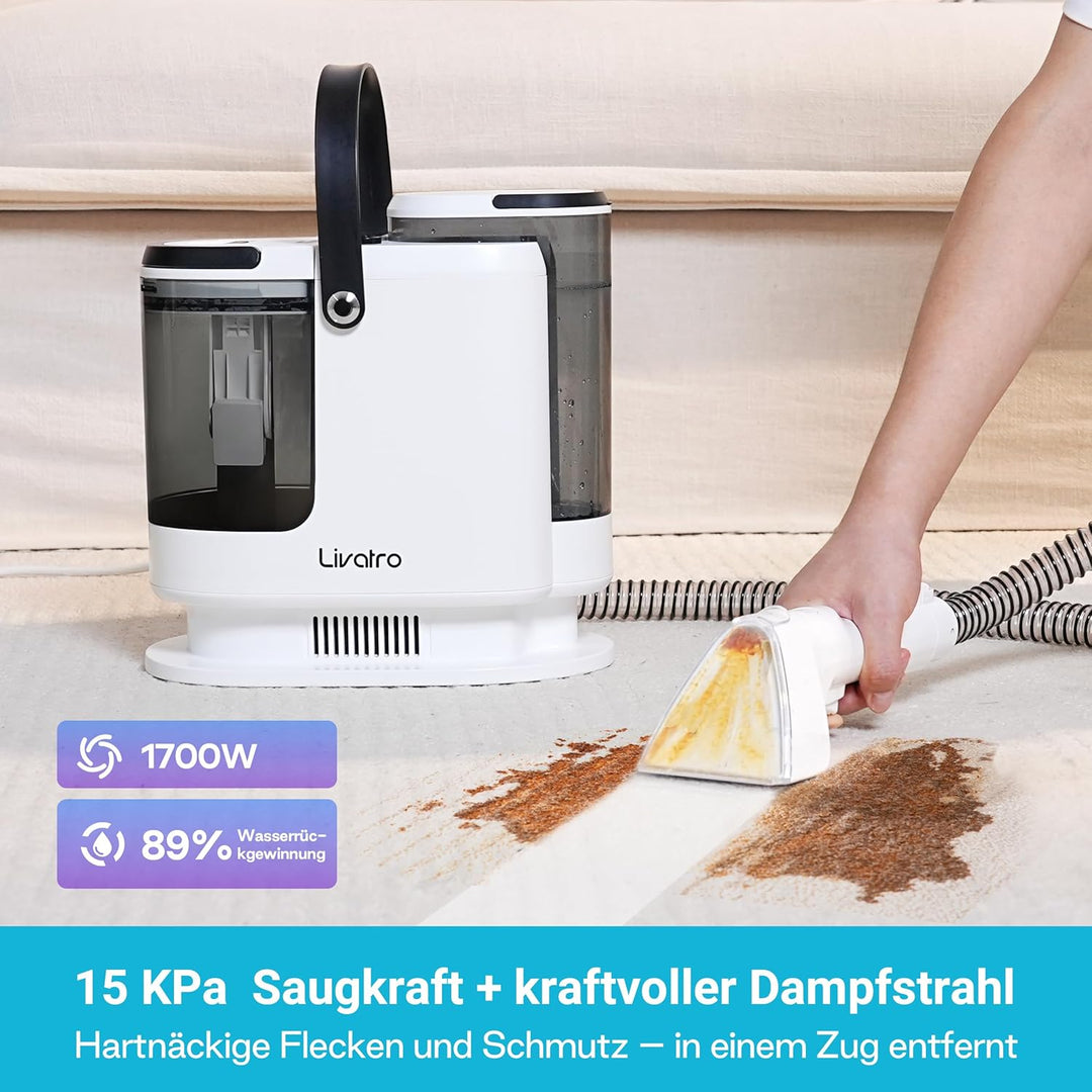 Polsterreiniger Gerät Nasssauger Waschsauger, 15 KPa Nasssauger Polsterreiniger, 1,6 L Wassertank, K