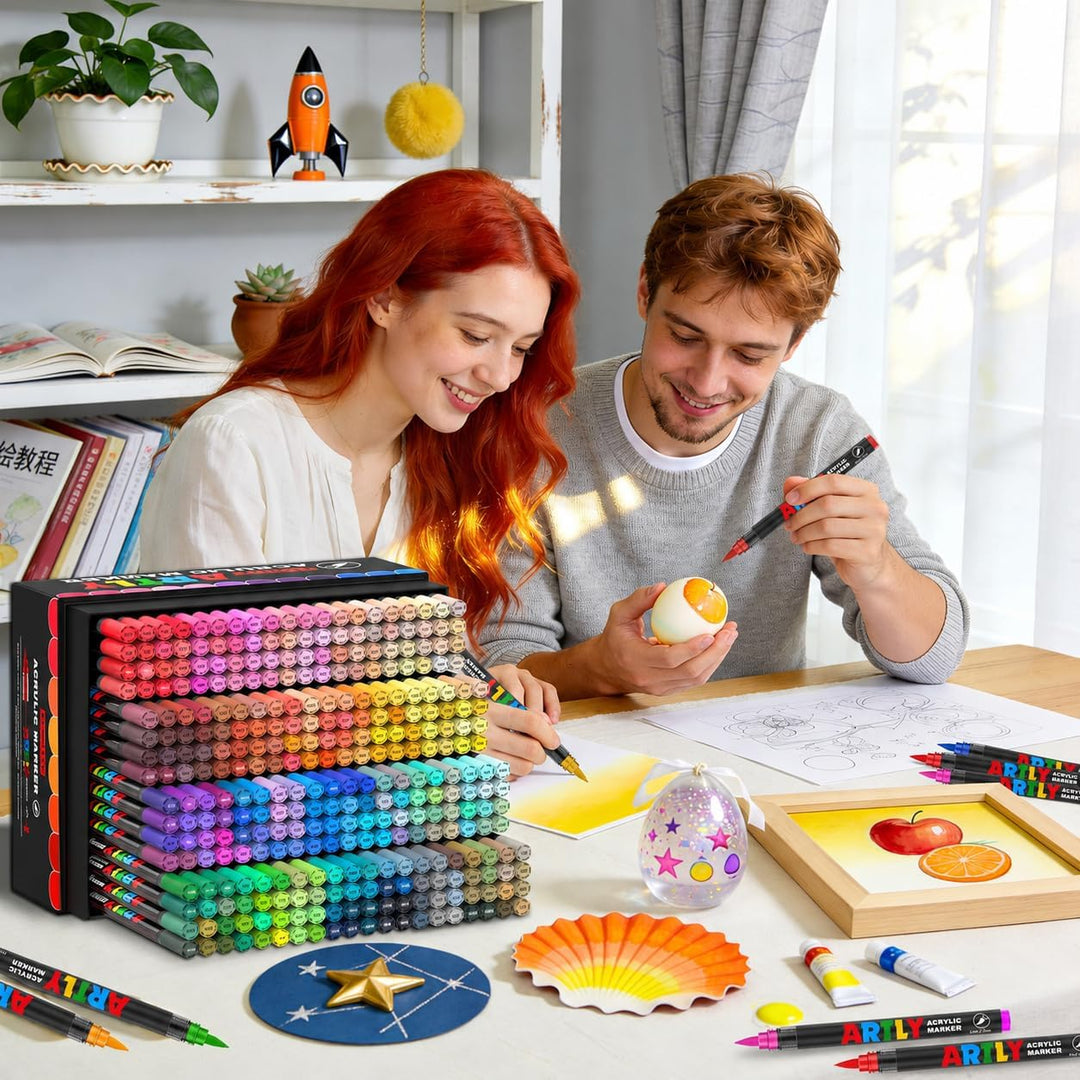 Laconile 320 Acrylstifte Set - Professionelle Malstifte mit deckender Acrylfarbe für Steine, Keramik