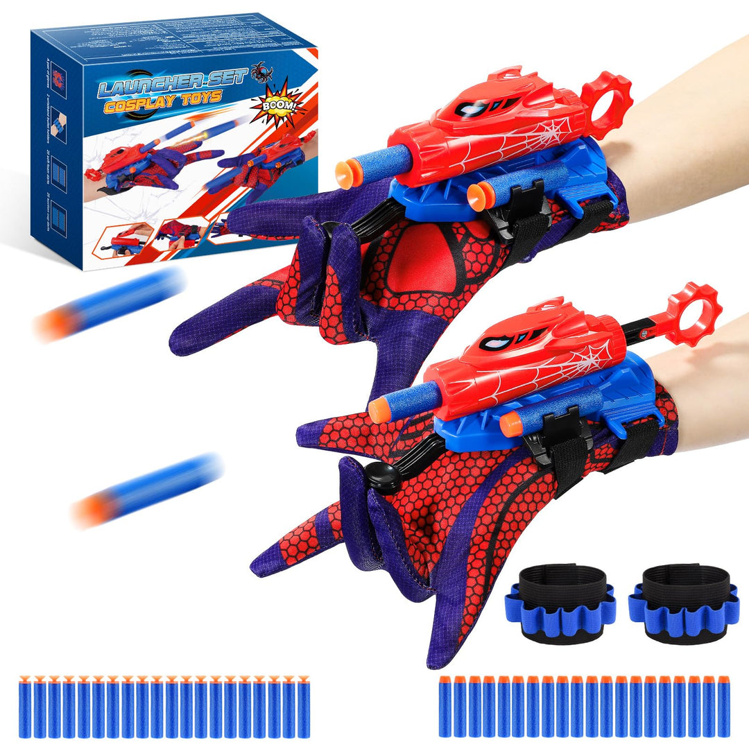 Braxel Spielzeug ab 4-12 Jahre Jungen, 2 Set Netzwerfer Launcher Handschuhe Kinder Geschenk Junge 5