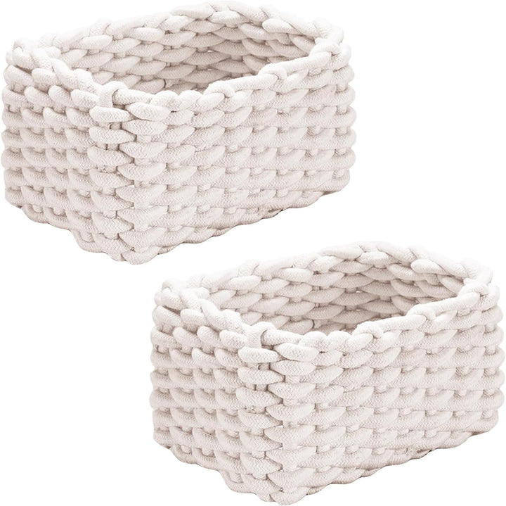 Aufbewahrungskorb Geflochten, 2 Stück Häkelkorb, 19 x 15 x 12 cm Aufbewahrungskorb Kinder, Waschbar