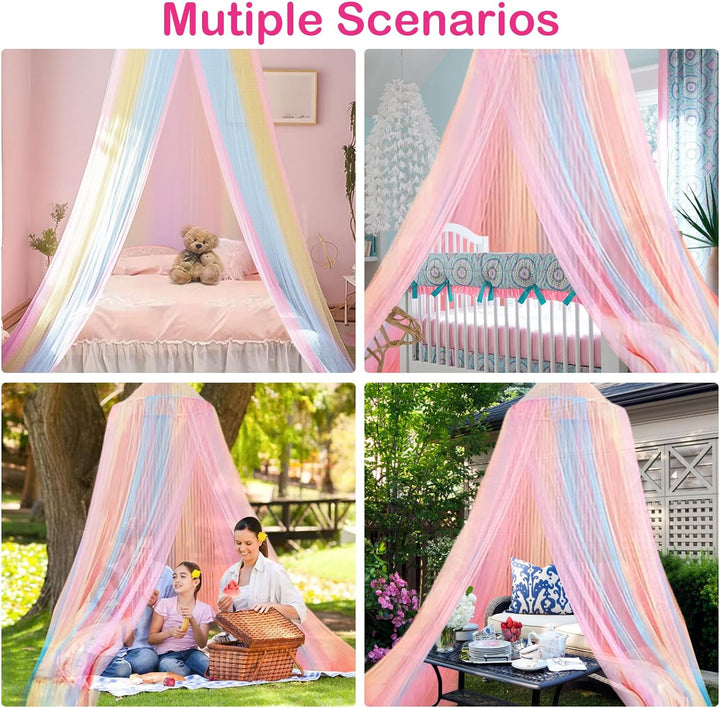 Diealles Shine Betthimmel Mädchen, Regenbogen Baldachin Kinderzimmer, Hängendes Mückennetz Bett, Fli