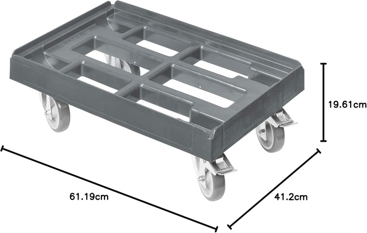 Transportroller für Kisten 60 x 40 cm mit 2 Bremsen in grau