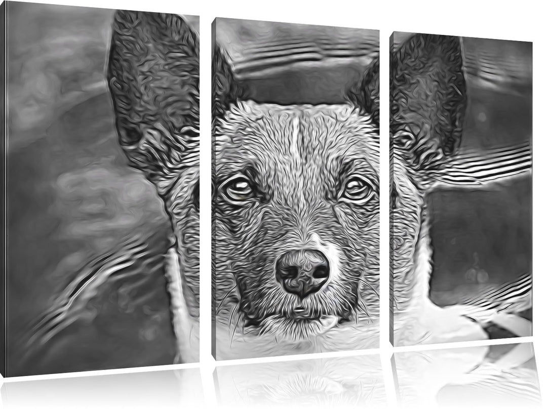 niedlicher Hund im Wasser NewArt 3-Teiler Leinwandbild 120x80 Bild auf Leinwand, XXL riesige Bilder