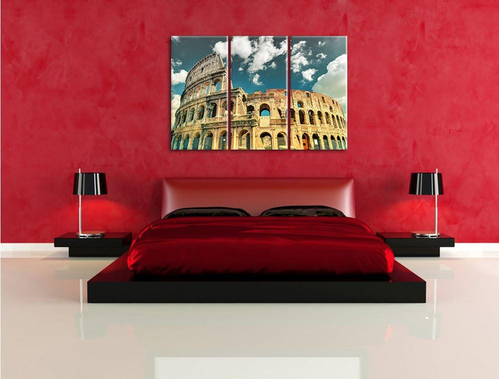Pixxprint Colosseum bei Tag in Rom als Leinwandbild/Grösse: 3 Teilig (120x80) cm/Wandbild/Kunstdruck