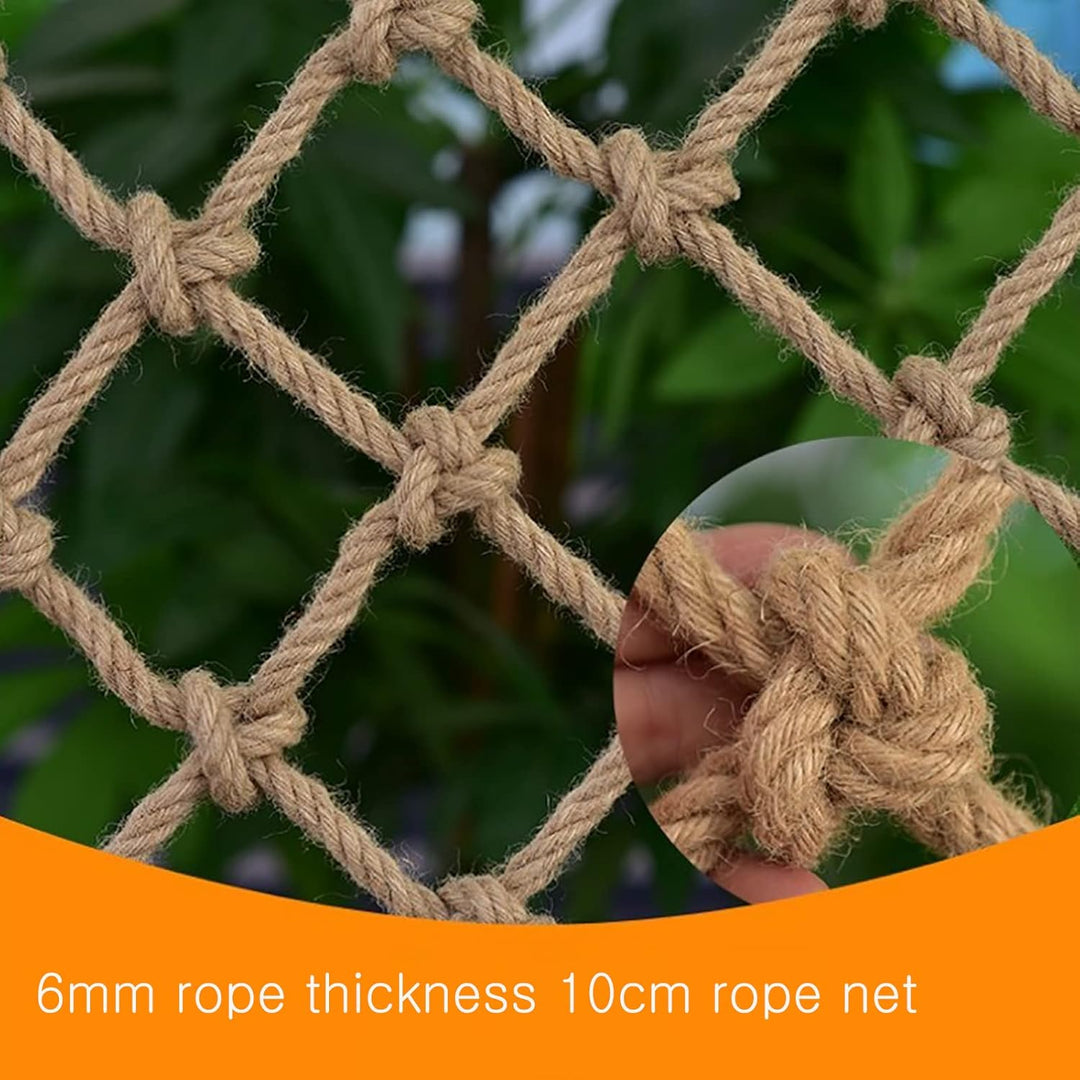 AMAKAA Handgewebtes Netz, Seilnetz, Sicherheitsnetz, Breite des Netzes 10 cm, Dicke des Seils 6 mm,