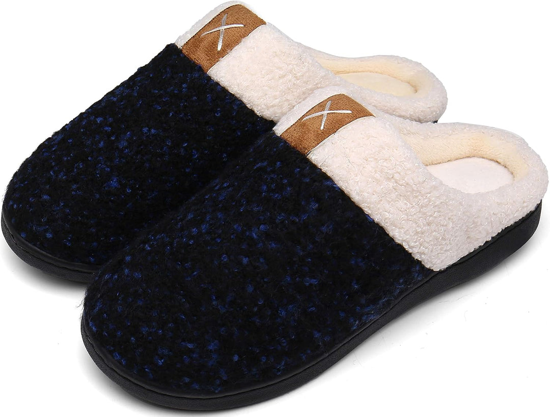 Mishansha Unisex Winter Warm Memory Foam Hausschuhe für Indoor & Outdoor,Gr.36-47 Lapisblau 36/37 EU
