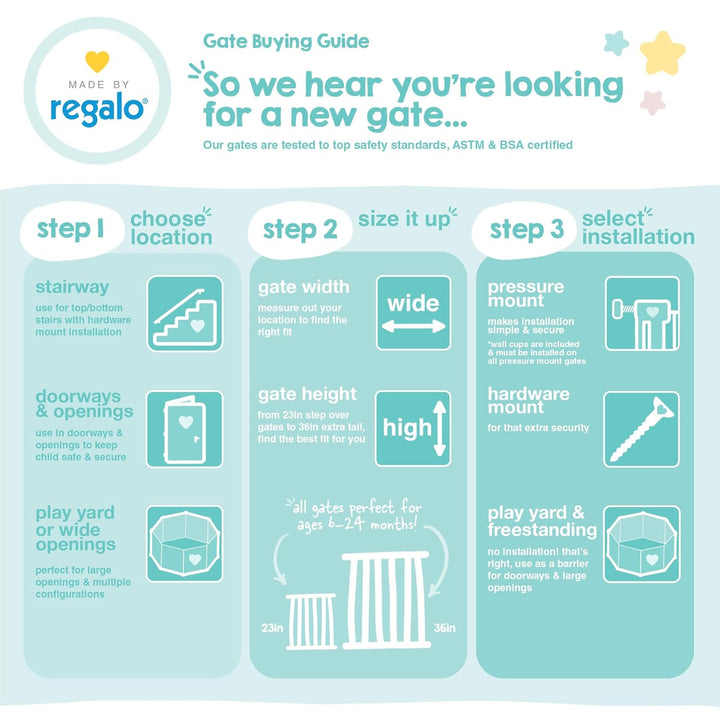 Regalo Arched Decore Easy Step Extra Tall Baby Gate, Extra Tall