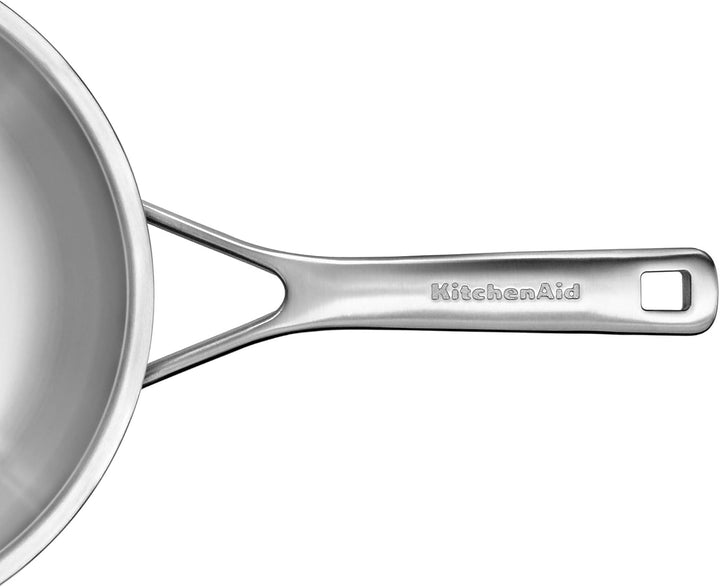 KitchenAid MultiPly 3PLY Stainless Steel PFAS-freier Wok mit Glasdeckel, 28 cm/3,57 L, Dreifach, Mul