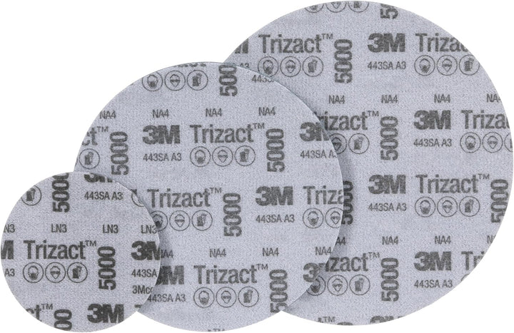 Trizact 3M Hookit Schaumstoffscheibe, 15,2 cm, P5000, 15 Scheiben pro Karton, blau