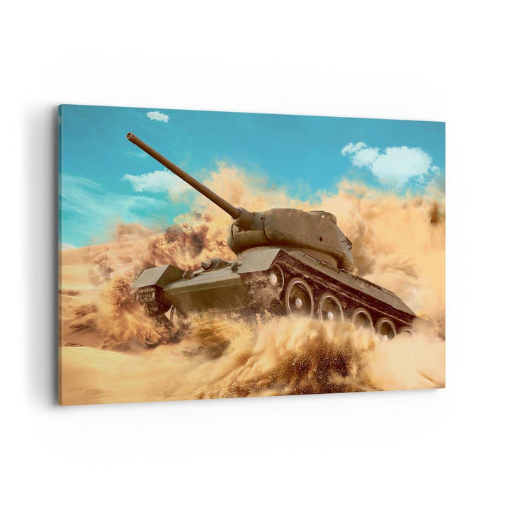 Bilder auf Leinwand 100x70cm Leinwandbild mit Rahmen Panzer Poligon Feld Gross Wanddeko Bild Schlafz