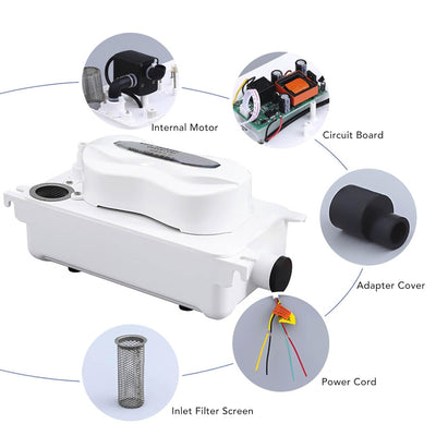 HAVC-Kondensatpumpe, 5 W, Geräuscharm, Automatische Kondensatpumpenentfernungspumpe mit 0,63 Qt/0,6