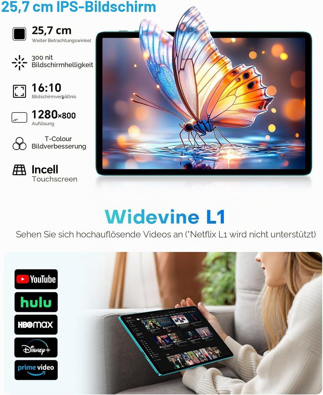TECLAST 10.1 Zoll Android Tablet mit Gemini AI, Tablets mit Tastatur und Stift 10-Zubehör, 64GB ROM