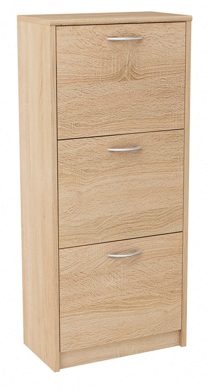 MATKAM Schuhschrank aus Holz 3S, in Schlichter Optik, B 50 x H 116 x T 28 cm, laminierte Möbelplatte