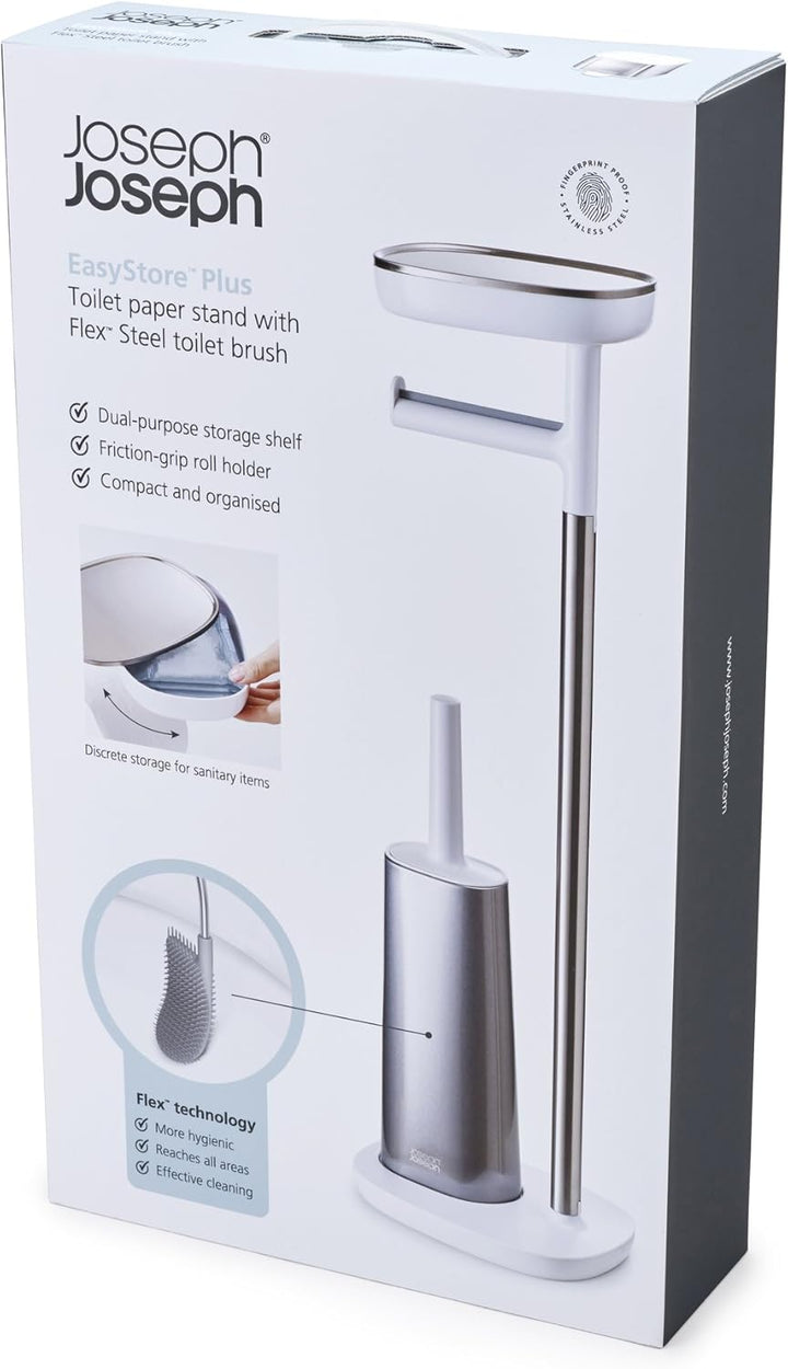Joseph Joseph Easy Store - Toilettenpapierhalter und -ständer mit flexibler Toilettenbürste, Aufbewa