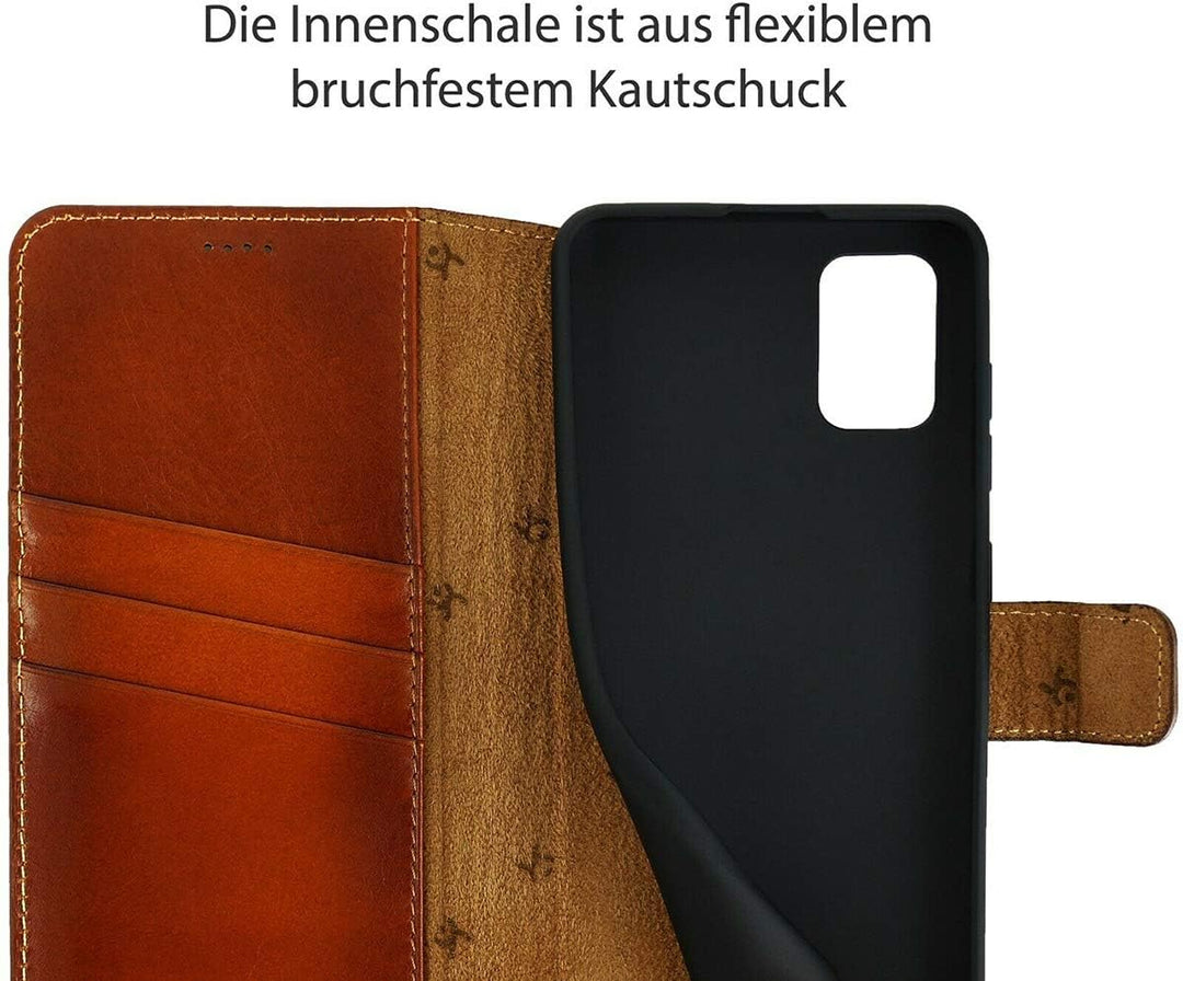 Suncase Book-Style Hülle kompatibel mit Samsung Galaxy M31s Leder Tasche (Slim-Fit) Lederhülle Handy