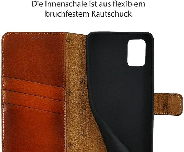 Suncase Book-Style Hülle kompatibel mit Samsung Galaxy M31s Leder Tasche (Slim-Fit) Lederhülle Handy
