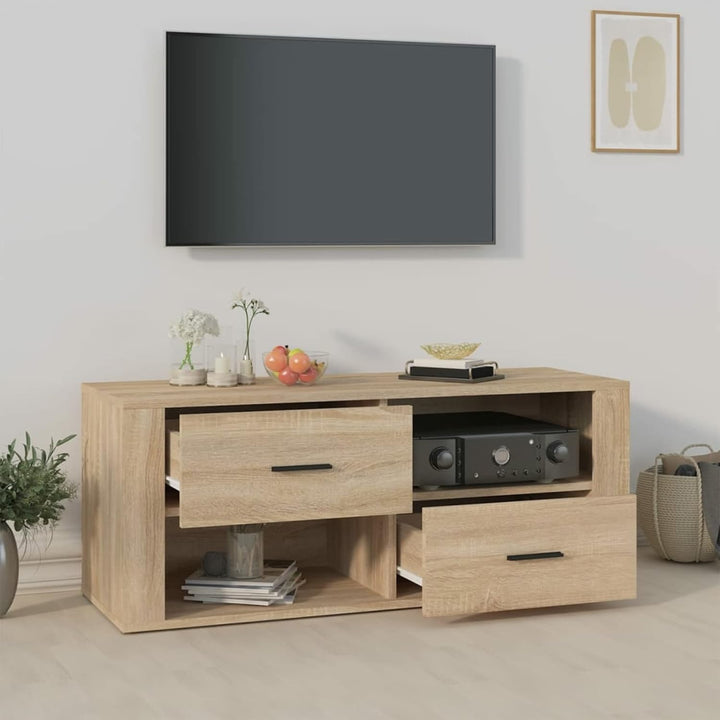 Tidyard TV Schrank mit Schubladen und Fächer Lowboard Fernsehtisch Fernsehschrank TV Möbel Sonoma-Ei