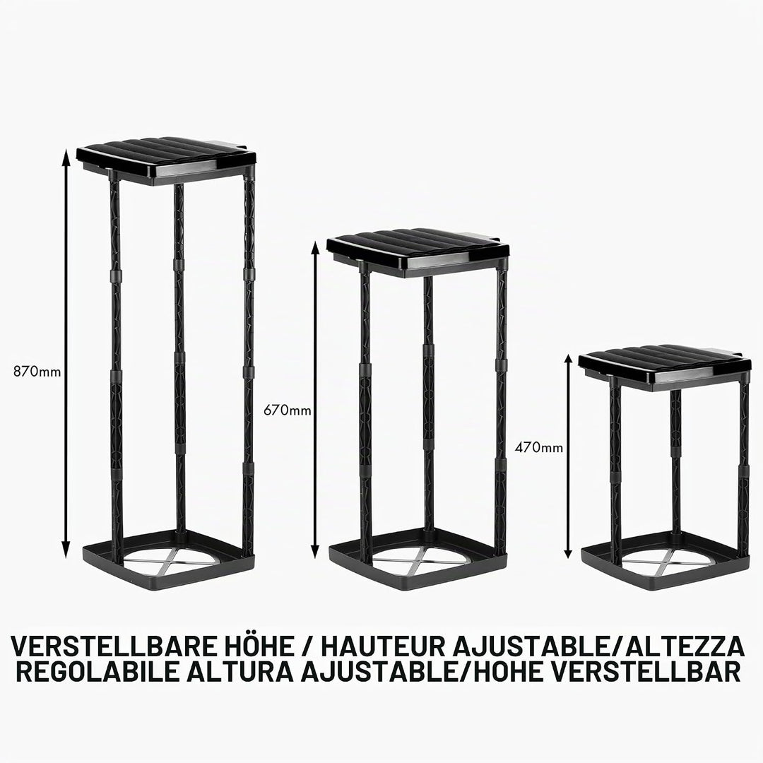 Grizzly Müllsackständer, Mülltütenhalter bis 120L, 3er Set, Schwarze Deckel, höhenverstellbar, geruc
