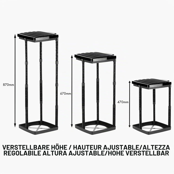 Grizzly Müllsackständer, Mülltütenhalter bis 120L, 3er Set, Schwarze Deckel, höhenverstellbar, geruc